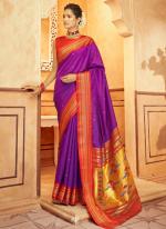 Paithani Silk Magenta Festival Wear Weaving Saree